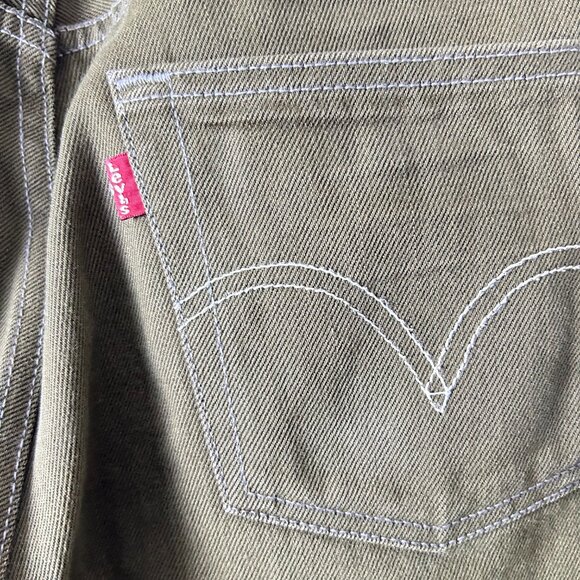 Levi's 501 Green Cotton Button Fly Straight Fit Denim Jeans Men's Size 31x30 - Picture 8 of 13